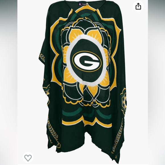 NFL Green Bay Packers Women’s Sheer Caftan With Flower Design - Little Earth - Picture 2 of 9